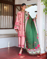 Unstitched 3-PC Embroidered Cotton Silk Dupatta By Jugnu | Ravi